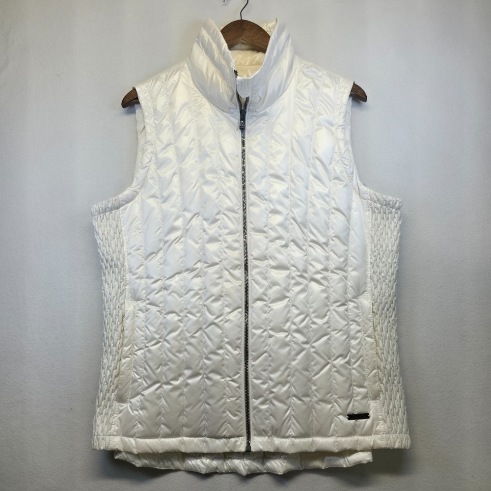 Calvin Klein Women's Performance Premium Duck Down Sleeveless White Vest Size XL